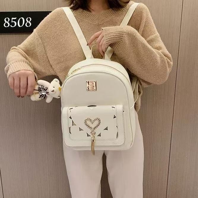 Elegant Mini Backpack with Teddy Keychain product image