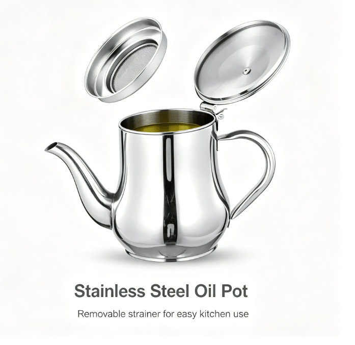 Premium Stainless Steel Oil Pot with Filter product image